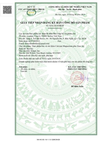 Viên uống bổ sung khoáng chất Solgar Calcium Magnesium Plus Zinc - Hỗ trợ xương, răng chắc khỏe, 100 viên nhập khẩu Mỹ