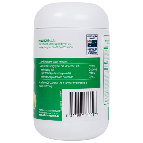 Viên uống Ginkgo 2000 Brain & Memory Nature's Way Úc - Hỗ trợ tăng cường trí nhớ và chức năng nhận thức cho người trưởng thành - 120 viên