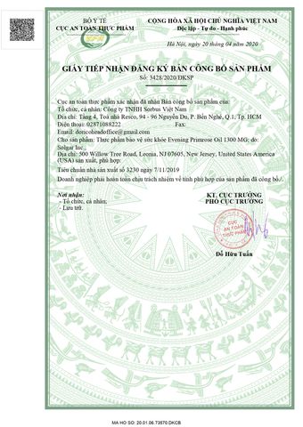 (Hàng nhập khẩu) Viên uống tinh dầu hoa anh thảo Solgar Evening Primrose Oil 1300 mg