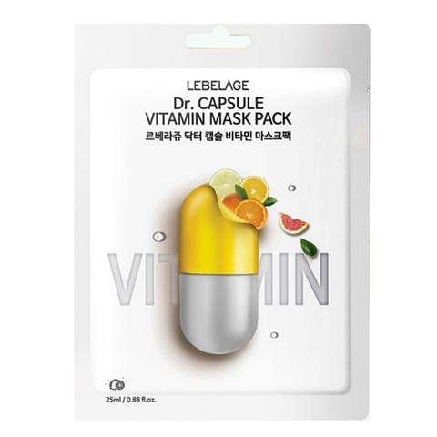 Mặt Nạ Lebelage Dr.Capsule Vitamin Mask Pack - Dưỡng Sáng Da, Cải Thiện Tình Trạng Da Xỉn Màu, Hàn Quốc, Hộp 30 Miếng