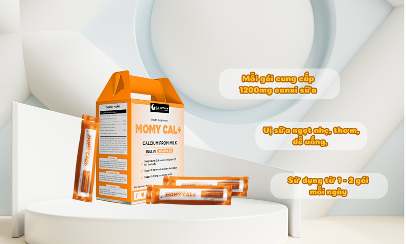 Canxi Sữa Hữu Cơ Momy Cal+ Dạng Nước Cho Bà Bầu - Hỗ Trợ Phát Triển Xương Răng, Bổ Sung Vitamin D3, Hương Vị Dễ Uống, Hộp 30 Túi