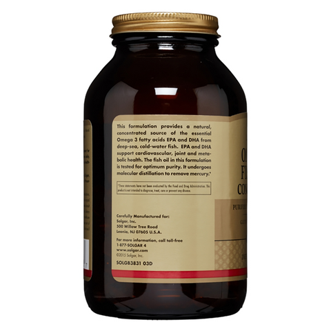 Dầu Cá Solgar Omega 3 Fish Oil Concentrate - Bổ Sung Omega-3 Tinh Khiết, Tốt cho Tim Mạch, Não Bộ và Thị Giác - 120 Viên