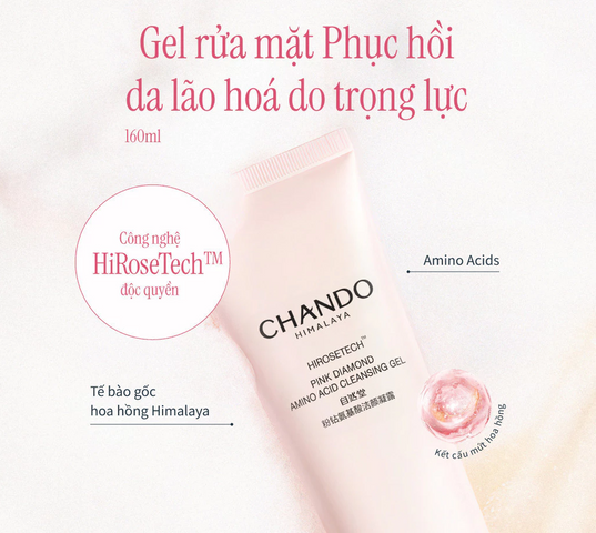Gel Rửa Mặt Phục Hồi Da Chando Himalaya Pink Diamond - Cleansing Gel Amino Acid Dịu Nhẹ, Phù Hợp Mọi Loại Da, 150g