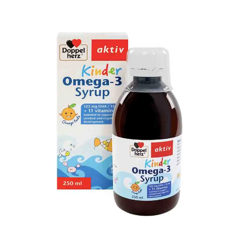 Siro Bổ Sung Omega 3 cho Bé Doppelherz Aktiv Kinder Omega 3 - Hỗ Trợ Phát Triển Não Bộ và Thị Lực - Dạng Lỏng 250ml