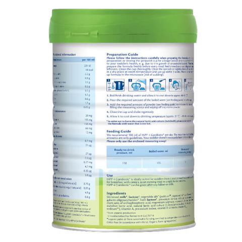 Sữa Công Thức Hữu Cơ HiPP 4 Combiotic HMP 800g Dành Cho Trẻ Trên 3 Tuổi - Tăng Cường Kháng Miễn Dịch và Phát Triển Chiều Cao