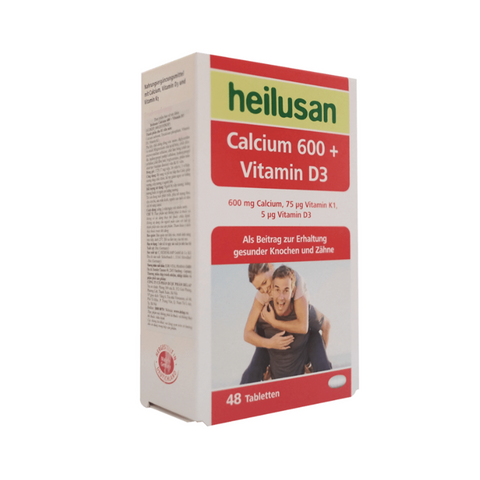 Viên uống Calcium 600 + Vitamin D3 Heilusan Đức - Tăng cường hấp thu canxi, hỗ trợ xương răng chắc khỏe, 48 viên bổ sung cho người lớn