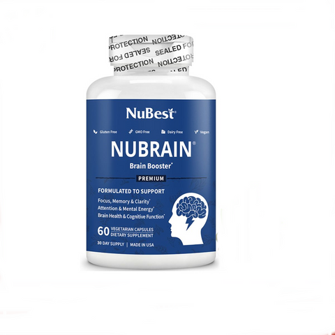 Viên uống Nubest Nubrain Brain Booster Premium - Tăng cường trí nhớ, cải thiện sức khỏe não bộ với Vitamin B6 và Glutamine - 60 viên