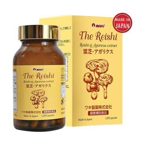 Viên uống Waki The Reishi Xích Linh Chi và Nấm Agaricus - Hỗ trợ Bồi Bổ và Tăng Cường Sức Khỏe Gan - 120 Viên nhập khẩu