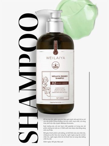 Cặp Dầu Gội Xả Gừng Weilaiya Luxury Nâu - Hỗ Trợ Trẻ Hóa Da Đầu, Dùng Cho Mọi Loại Tóc, Gàu và Xơ Cứng 420ml + 200ml