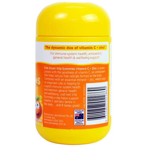 (Hàng nhập khẩu) Kẹo Dẻo Bổ Sung Vitamin C + Kẽm Nature's Way Kids Smart Vita Gummies 60 Viên - Hỗ Trợ Sức Khỏe Trẻ Em, Vị Cam Ngon Miệng