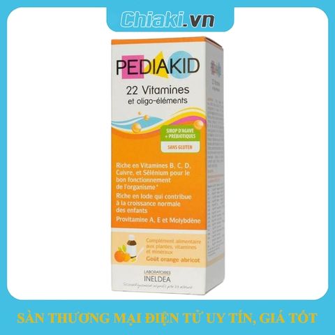 Siro Pediakid 22 Vitamines cho trẻ từ 6 tháng - Vitamin tổng hợp 22 loại, dễ uống vị cam và mơ, tăng cường sức đề kháng, phát triển toàn diện.
