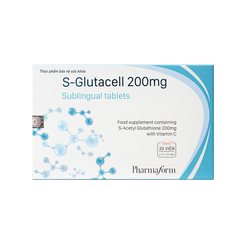 Viên ngậm giảm nám, trắng da Pharmaform S-Glutacell 200mg - Bổ sung L-Glutathione và Vitamin C cho làn da khỏe mạnh, sáng bóng