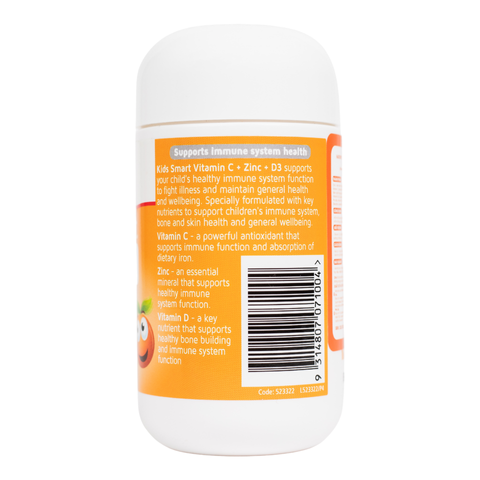 Viên Nhai Bổ Sung Vitamin C + Kẽm + D3 Nature's Way Cho Bé - Hỗ Trợ Tăng Cường Sức Khỏe Và Đề Kháng, Hương Vị Cam Ngon, Dành Cho Trẻ Từ 2 Tuổi