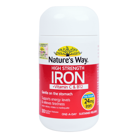 Viên uống bổ sung Sắt, Vitamin C & B12 Nature’s Way - Hỗ trợ sức khỏe, tăng cường năng lượng cho người trưởng thành, 30 viên nén