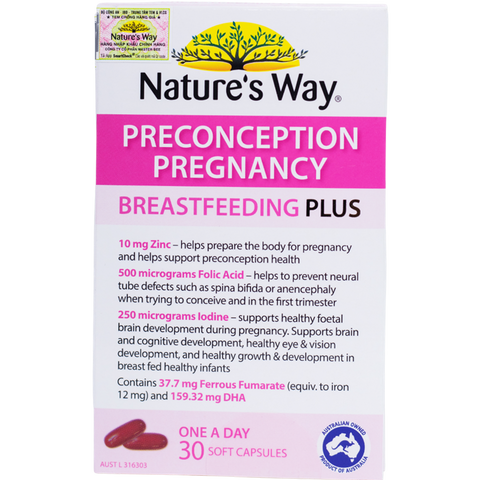 Vitamin cho Bà Bầu Nature's Way PreConception – Bổ Sung DHA, EPA, Vitamin và Khoáng Chất cho Thai Kỳ và Cho Con Bú – Hỗ Trợ Sức Khỏe Tổng Thể