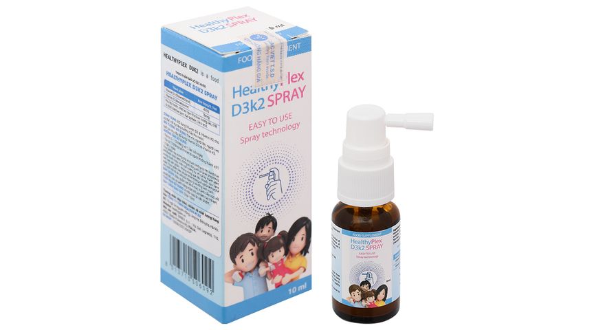 Xịt Bổ Sung Vitamin D3+K2 Healthyplex D3K2 Spray 10ml - Hỗ Trợ Tăng Cường Hấp Thu Canxi Cho Trẻ Em và Người Lớn