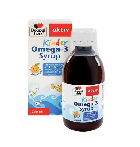 Siro Doppelherz Kinder Omega-3 - Bổ Não cho Trẻ Em, Hỗ trợ Phát Triển Thị Lực và Miễn Dịch, 250ml