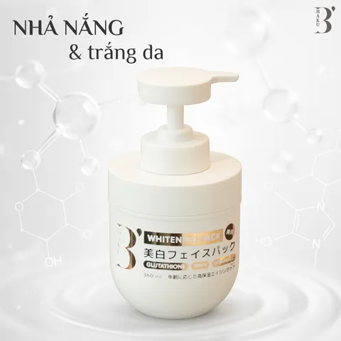 Kem ủ kích trắng toàn thân B'Haku Whitening Pack - Dưỡng ẩm Glutathione, Vitamin C cho da sáng mịn, phục hồi da xỉn màu 360ml