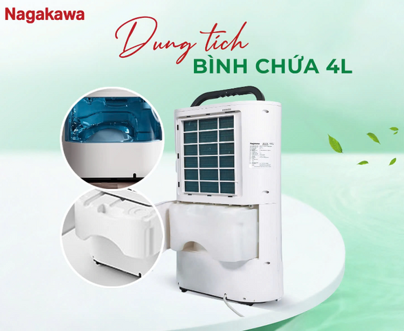 Máy Hút Ẩm Lọc Không Khí Nagakawa NAD8559 20L - Công Suất 20L/ngày, Phù Hợp Diện Tích 35-40m², Lọc Bụi Mịn HEPA H13