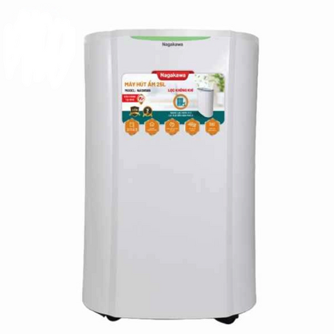 Máy Hút Ẩm Lọc Không Khí Nagakawa NAD8569 25L - Công Suất 25L/ngày, Tích Hợp Lọc HEPA H13, Phù Hợp 40-50m², Chức Năng Sấy Quần Áo