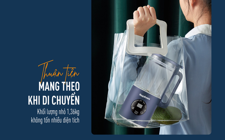 Máy làm sữa hạt Nagakawa NAG0825 - Đa năng 6 chế độ, dung tích 0.6L, lưỡi dao inox 304, dễ sử dụng, phù hợp cho gia đình và du lịch