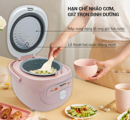 Nồi Cơm Điện Cơ Nagakawa NAG0134 1L - Thiết Kế Nhỏ Gọn, 2 Chế Độ Nấu, Lòng Nồi Chống Dính, Nấu Cơm Ngon Hơn