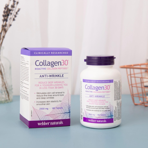 (Hàng nhập khẩu) Viên uống đẹp da Webber Naturals Collagen30 Anti-Wrinkle 2500mg