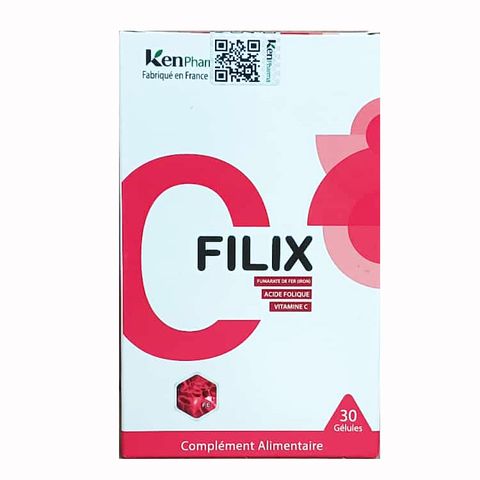Viên Uống Hỗ Trợ Bổ Sung Sắt Filix KenPharma - Tăng Cường Hồng Cầu, Ngăn Thiếu Máu, Vitamin C, Acid Folic, 30 Viên