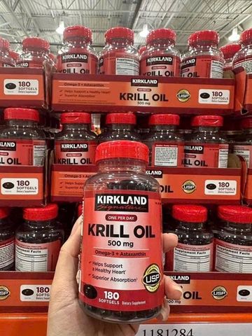 Omega Dầu nhuyễn thể Kirkland Signature Krill Oil 500mg, 180 viên của Mỹ