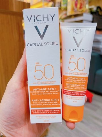 Kem Chống Nắng Vichy Lão Hóa Dưỡng Da SPF 50 PA+++ Ideal Soleil 50ml - Bảo Vệ Da Tốt Nhất, Chống Nắng Hiệu Quả, Dưỡng Ẩm Rạng Rỡ