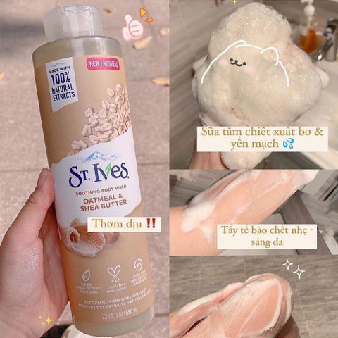 Sữa Tắm Tẩy Tế Bào Chết St. Ives Body Wash Mỹ - 650ml, Sạch Da Tươi Mát, An Toàn Cho Da Nhạy Cảm