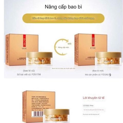 Serum viên dưỡng da căng bóng ETAE (30 Viên, mẫu mới VEZE )collagen thu nhỏ lỗ chân lông, căng mướt, sáng hồng
