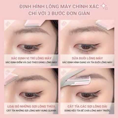 Bộ Dụng Cụ Cắt Tỉa Lông Mày Cao Cấp - Kéo và Lưỡi Dao Cạo Tiện Lợi, Chăm Sóc Sắc Đẹp Tại Nhà, Dành Cho Tín Đồ Làm Đẹp