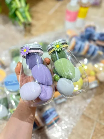 Hộp 6 mút trang điểm hình trứng, hộp xinh xắn tặng kèm dây buộc tóc (giao ngẫu nhiên màu)