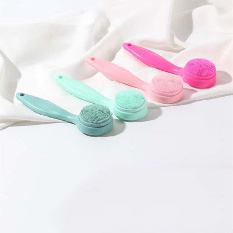 Cọ Rửa Mặt Silicone 3D Mềm Cán Dài - Loại Bỏ Mụn Đầu Đen và Chăm Sóc Da Hiệu Quả, Làm Sạch Sâu