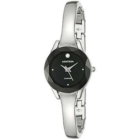 Đồng hồ nữ Armitron 75 5327BKSV case 22mm dây bạc mặt đen