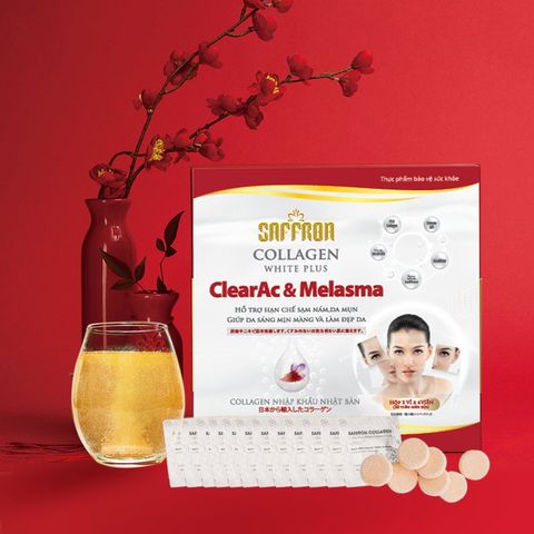 Viên sủi hỗ trợ giảm nám, mụn Saffron Collagen ClearAc Melasma
