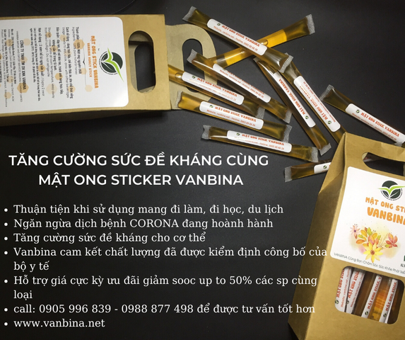 Mật Ong Stick Vanbina Nguyên Chất 100% - Hỗ Trợ Tiêu Hóa, Dinh Dưỡng Cao, Tiện Dụng Khi Du Lịch, Chất Lượng Xuất Khẩu 30g x 30g