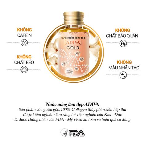 Combo 3 Nước Uống Hỗ Trợ Làm Đẹp Collagen Gold ADIVA 14 lọ x 30ml