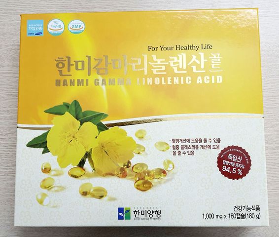 Tinh Dầu Hoa Anh Thảo Hàn Quốc Hanmi Gamma Linolenic Acid - Hỗ Trợ Cân Bằng Nội Tiết, Làm Đẹp Da - Hộp 180 Viên