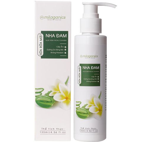 Sữa Rửa Mặt Lô Hội Dưỡng Ẩm, Làm Sạch Dịu Nhẹ Milaganics 135ml