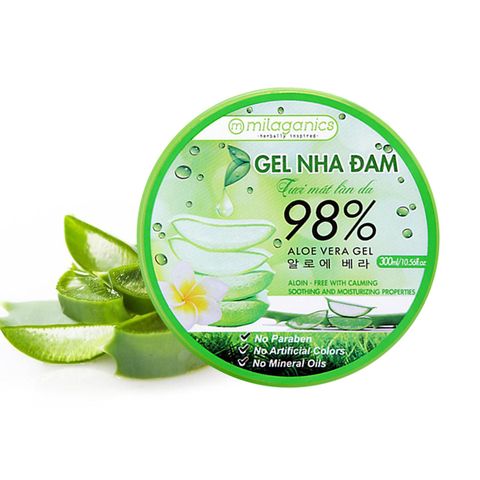 Bộ Đôi Gel Nha Đam Và Trà Xanh Dưỡng Ẩm, Giảm Mụn Milaganics 300ml x 2