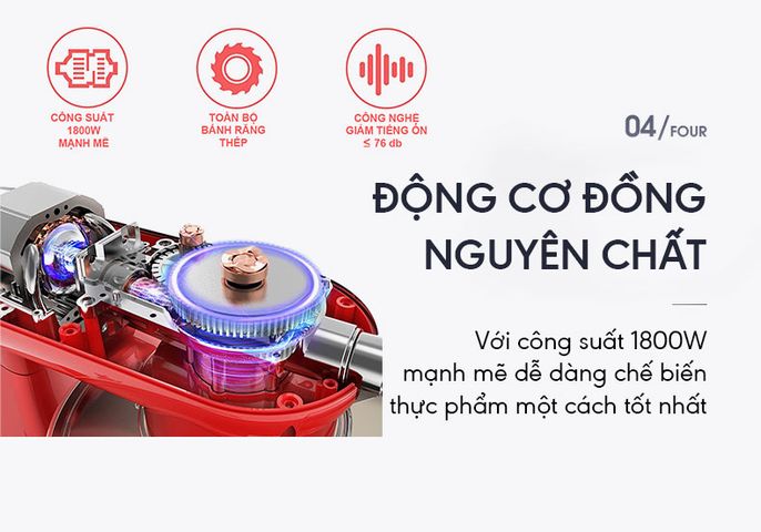 Máy nhào trộn bột thân khung thép Midimori công suất 1800W