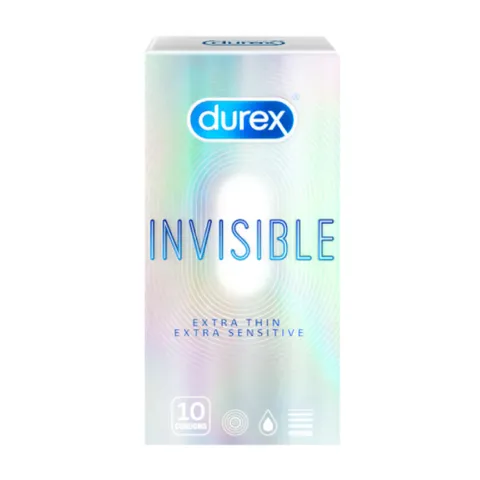 Bao cao su Durex Invisible siêu mỏng mềm mịn hộp 10 cái