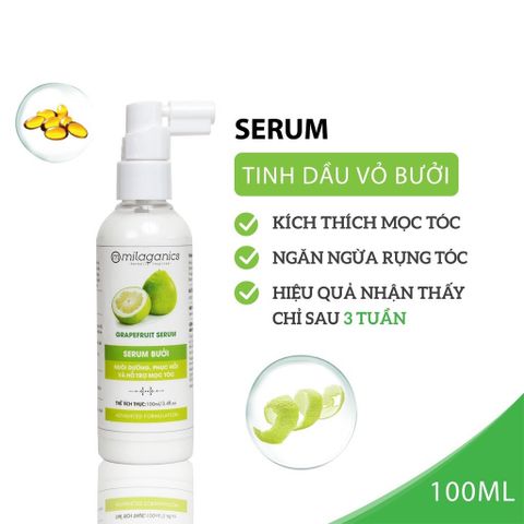 Serum Bưởi Giảm Rụng, Hỗ Trợ Mọc Tóc Milaganics 100ml Grapefruit Serum