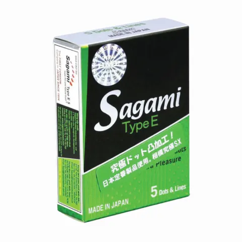 Bao cao su Sagami Type E gân và điểm nổi hộp 5 cái