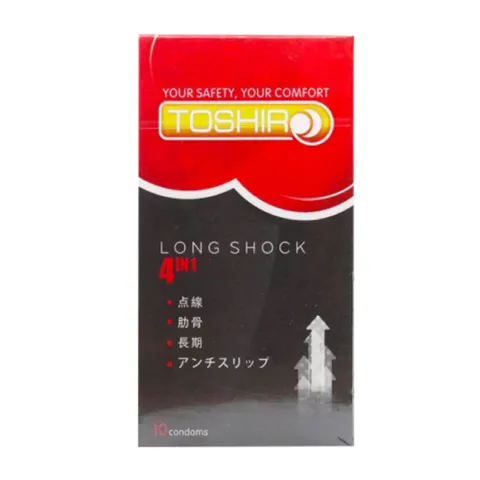 Bao cao su Toshiro Long Shock 4in1 kéo dài thời gian hộp 10 cái