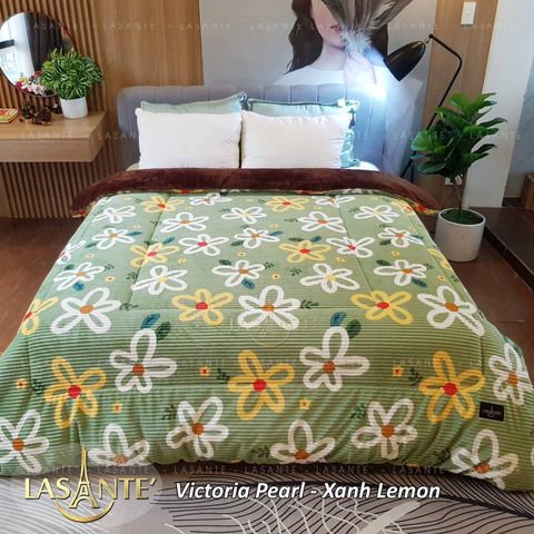 Chăn lông cừu Lasante Victoria Pearl Xanh Lemon