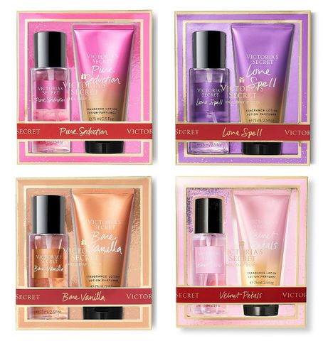 Set xịt thơm và dưỡng thể victoria secrect bare vanilla 75ml