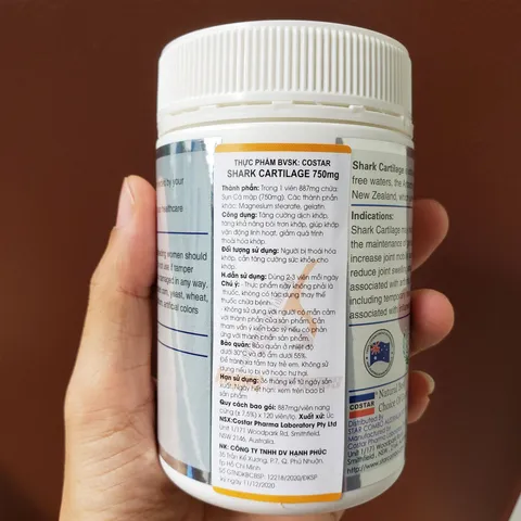Viên uống Blue Shark Cartilage 750mg Costar - Hỗ Trợ Khớp, Tăng Tính Dẻo Dai và Cải Thiện Sức Khỏe Xương Khớp
